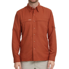 Copper Explorer Shirt | Long Sleeve-GameGuard - man wearing shirt built for hunting and hanging out with friends
