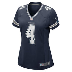 Jersey Nike Dallas Cowboys Mujer  Game Dak Prescott  Azul Marino