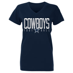 Playera Azul Dallas Cowboys Mujer Cuello V  Logo Football