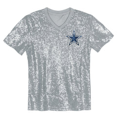 Playera Dallas Cowboys Mujer Sequin V-Neck Brillante Plateado