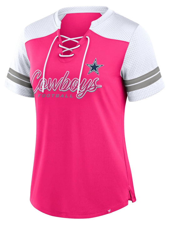 Jersey Femenina Fanatics Dallas Cowboys Pink Lace-Up – Edición Limitada