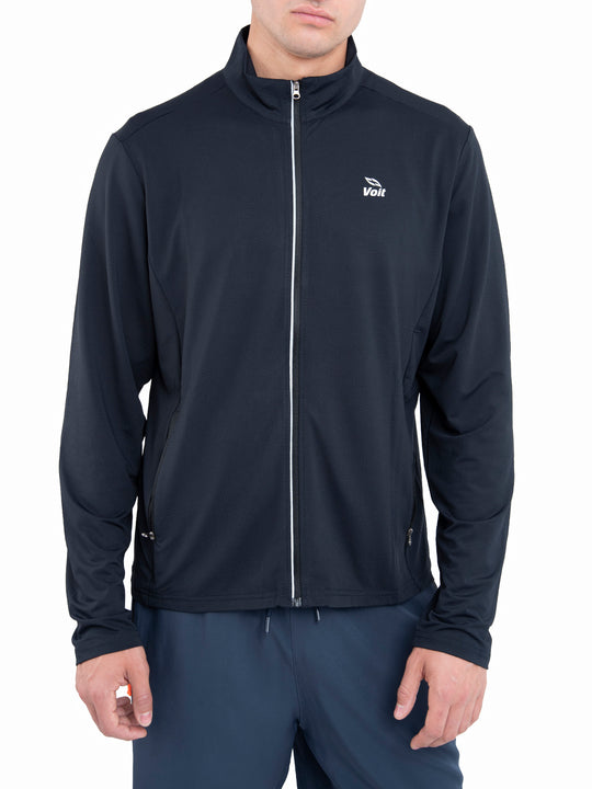 Chaqueta tejida para hombre sin capucha negra