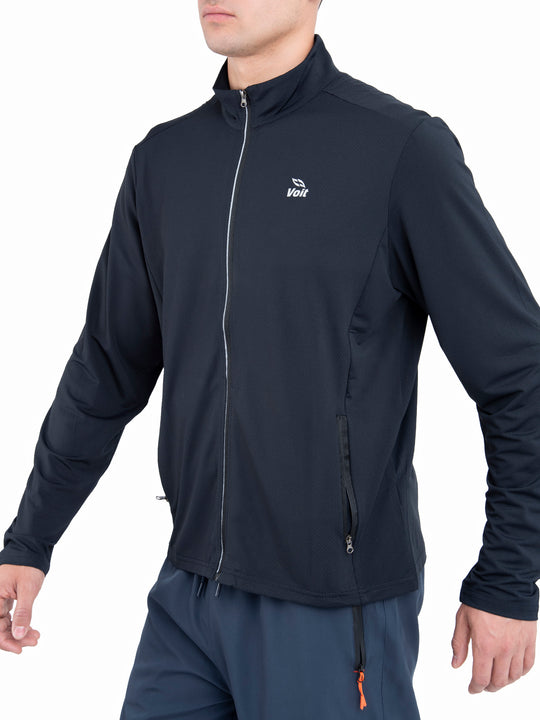 Chaqueta tejida para hombre sin capucha negra