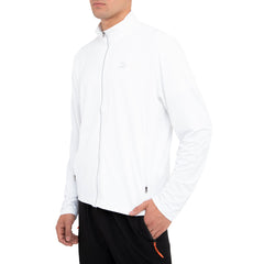 Chaqueta tejida para hombre sin capucha blanca