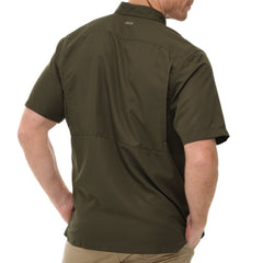 Man wearing Agave green GameGuard Original short sleeve shirt with mesh vents and chest pocketsbrugged, breathable, and great for hunting.
