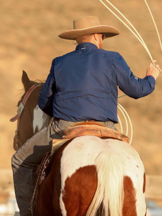 Deep Water Explorer Shirt | Long Sleeve-GameGuard - man riding horseback wearing a shirts that protects against the sun with a lightweight feel