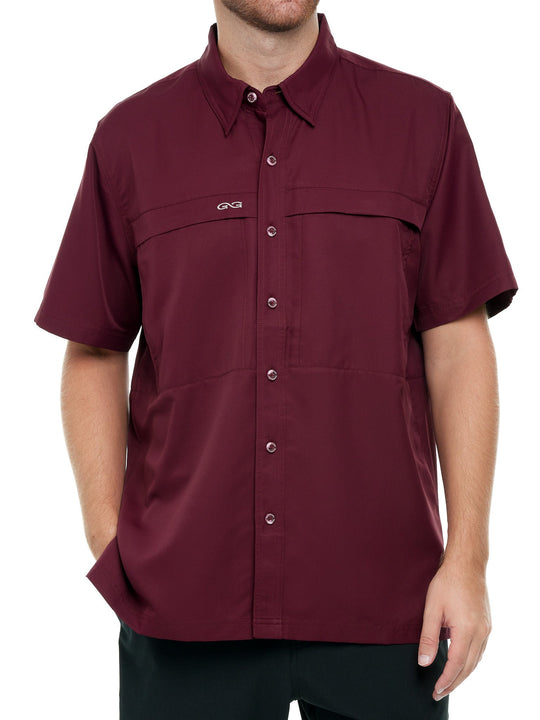 Maroon Explorer Shirt-GameGuard - man standing wearing stylish shirt for outdoor adventure